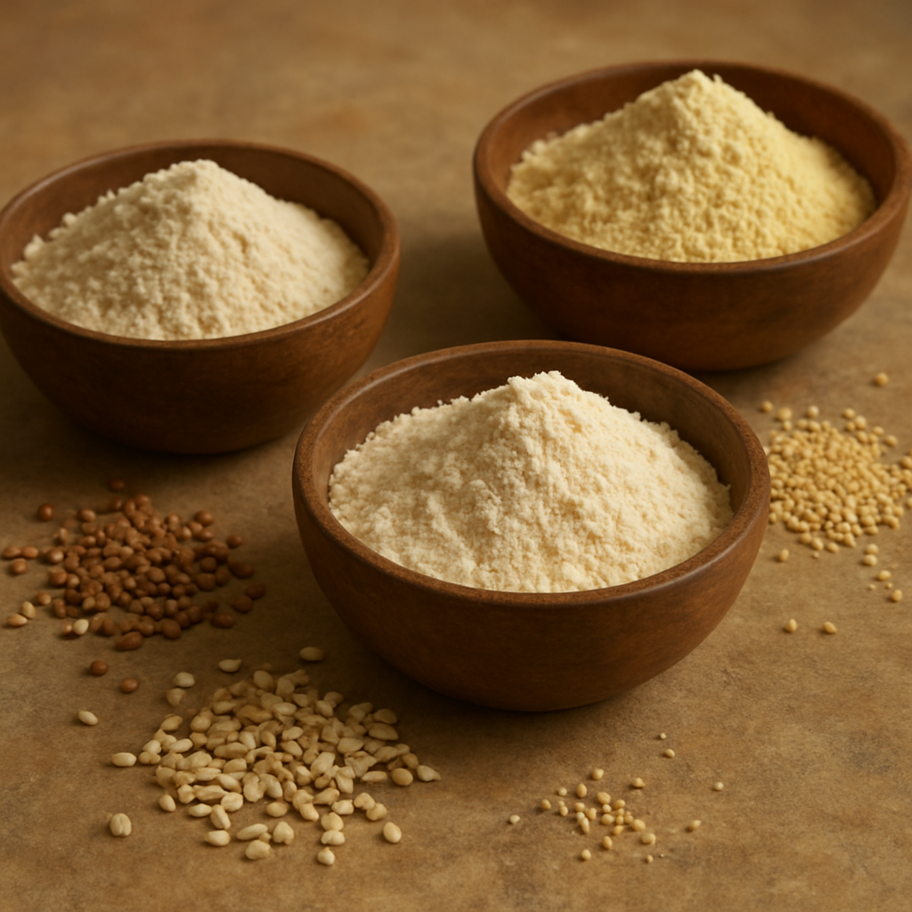Cassava flour and grain