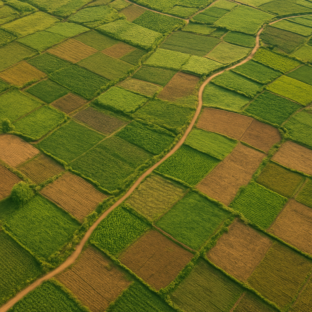 Aerial view of African farmland